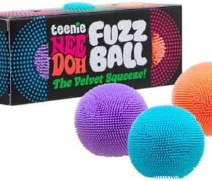 Schylling Teenie NeeDoh 3-Pack Mini Sensory Fuzz Balls with Velvet Texture and Soft Squish. Ages 3 and Up